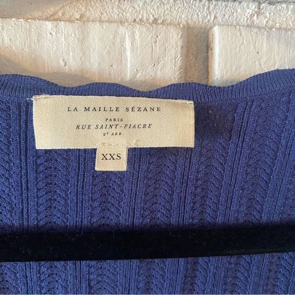 Sezane Blue Ribbed Sweater - Picture 4 of 7